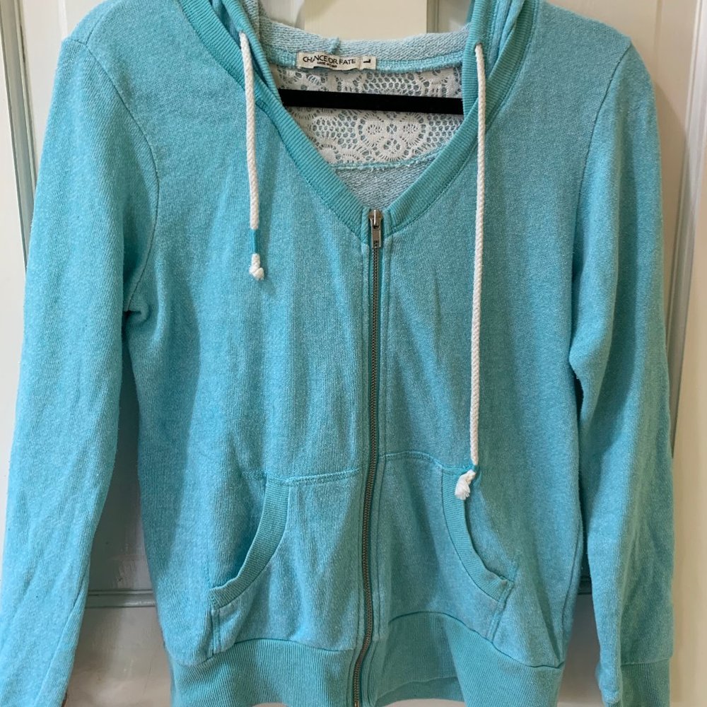 Blue zip-up hoodie